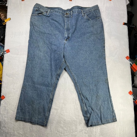 Lee Other - Lee Straight Leg Jeans Mens Blue Denim High Rise Pockets Classic Zip Fly - 50X27